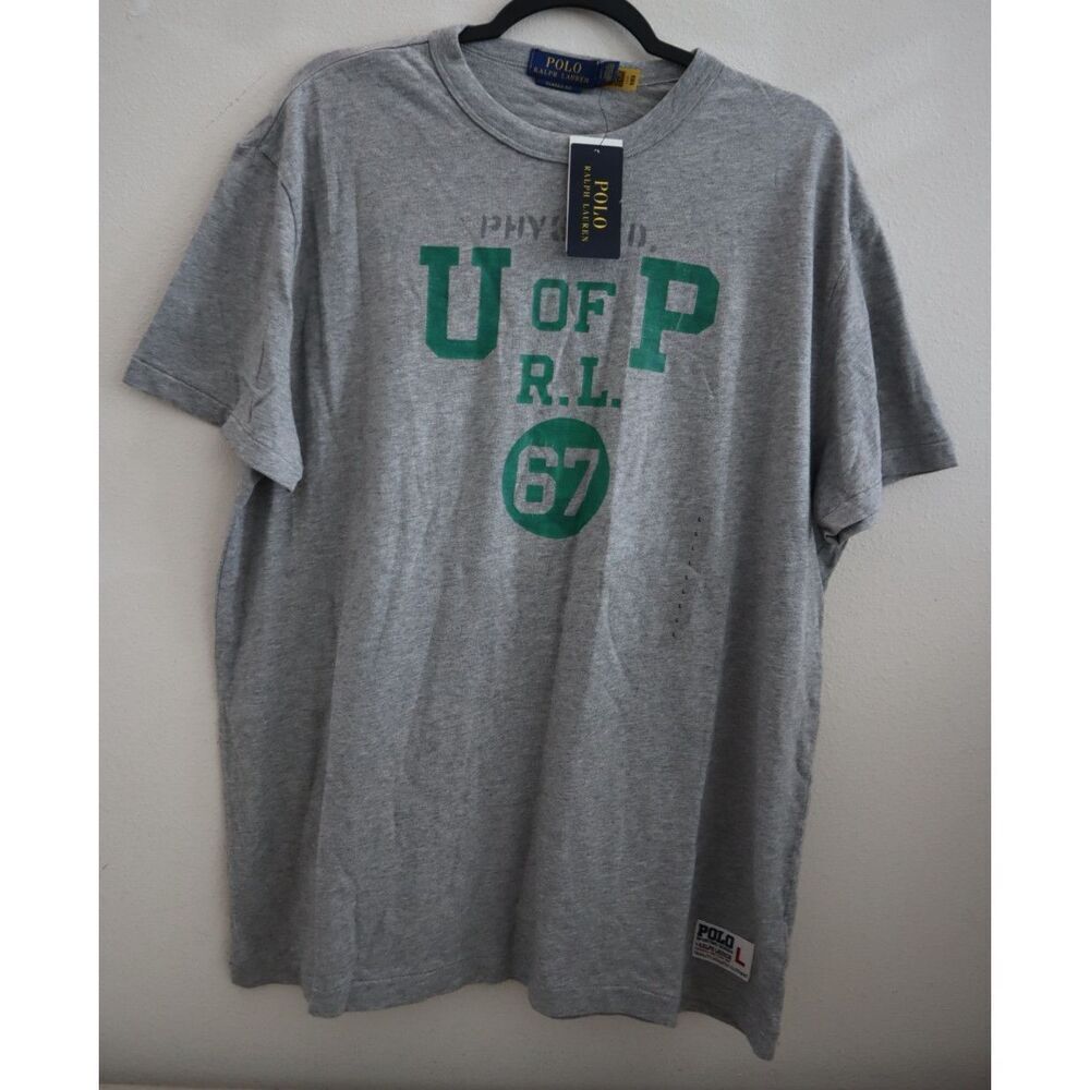 Polo Ralph Lauren Men's Sz L Gray Heather U of P Graphic Classic Fit S/S T-Shirt